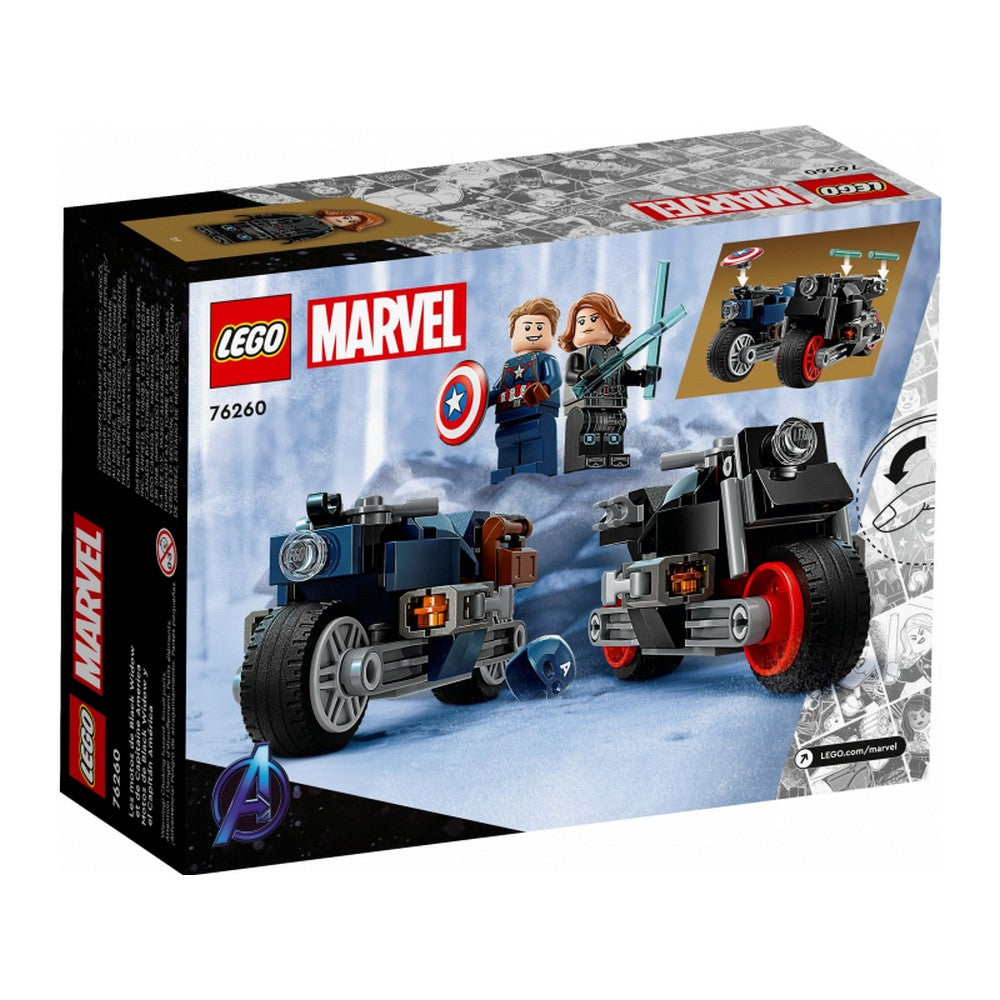 LEGO Super Heroes Fekete Özvegy és Amerika Kapitány motorkerékpárok 76260 130 darabos