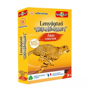 Lenyűgöző természet – Állati rekordok oktató kártyajáték doboza futó gepárd illusztrációval.