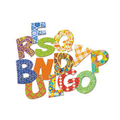 Mágneses betűk, 60 darabos, Cayro – színes mintás mágneses betűk fehér háttéren.