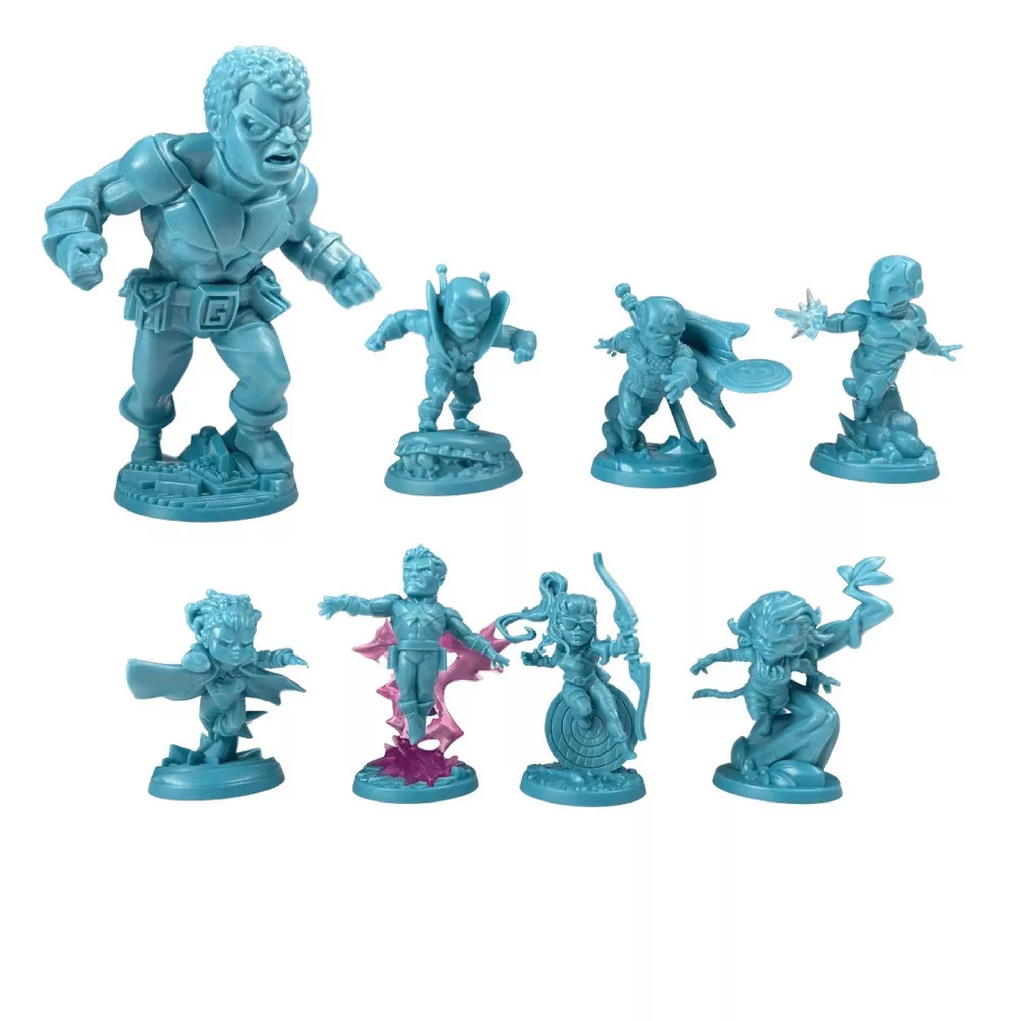 Marvel United: Polgárháború magyar nyelvű kiegészítő hős- és Goliath figurái részletgazdag kivitelben.