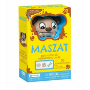 Maszat magyar nyelvű társasjáték doboza dobókutyussal.