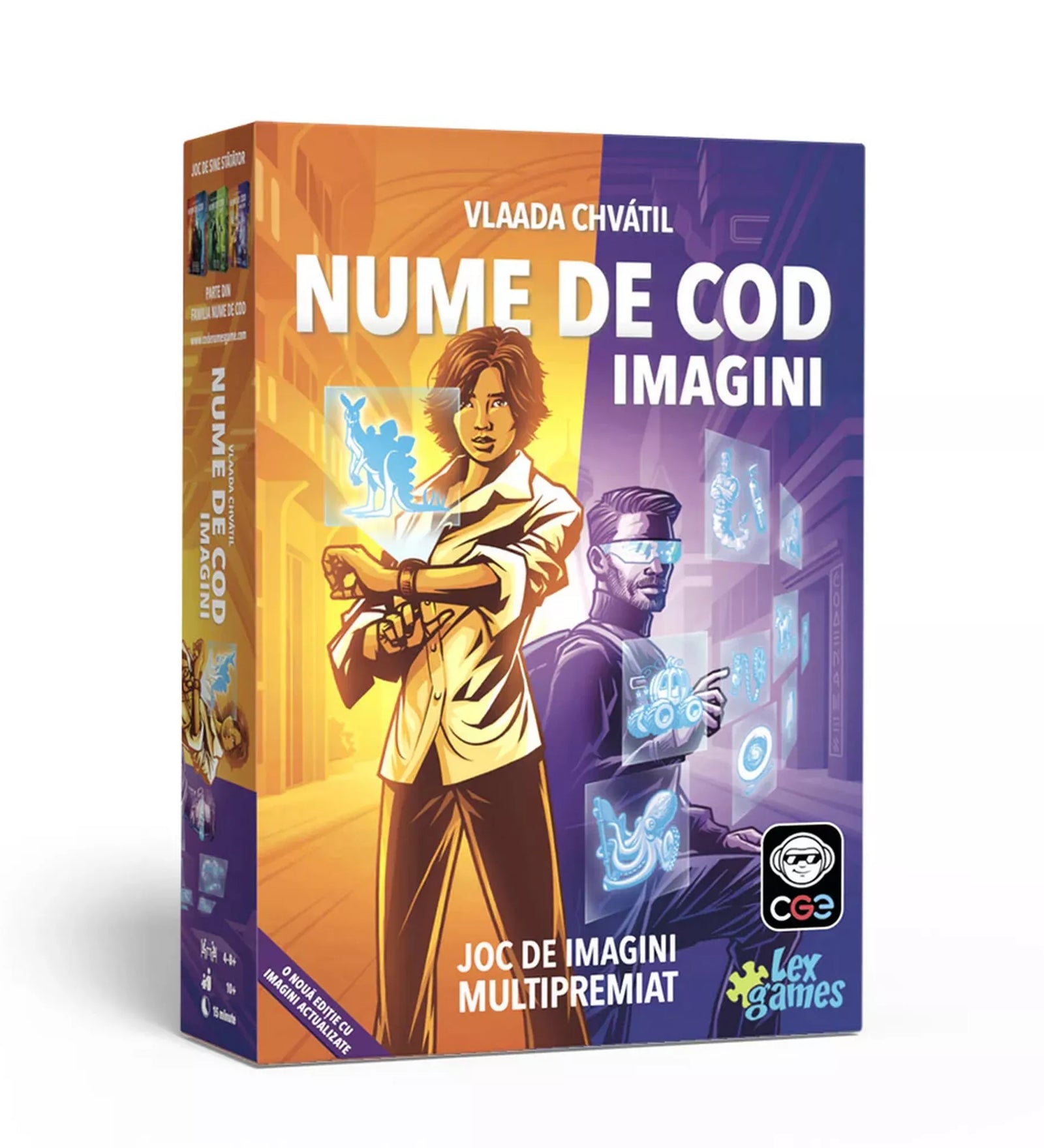 Nume de Cod – Imagini társasjáték doboza, új kiadás, kémtematikus illusztrációval