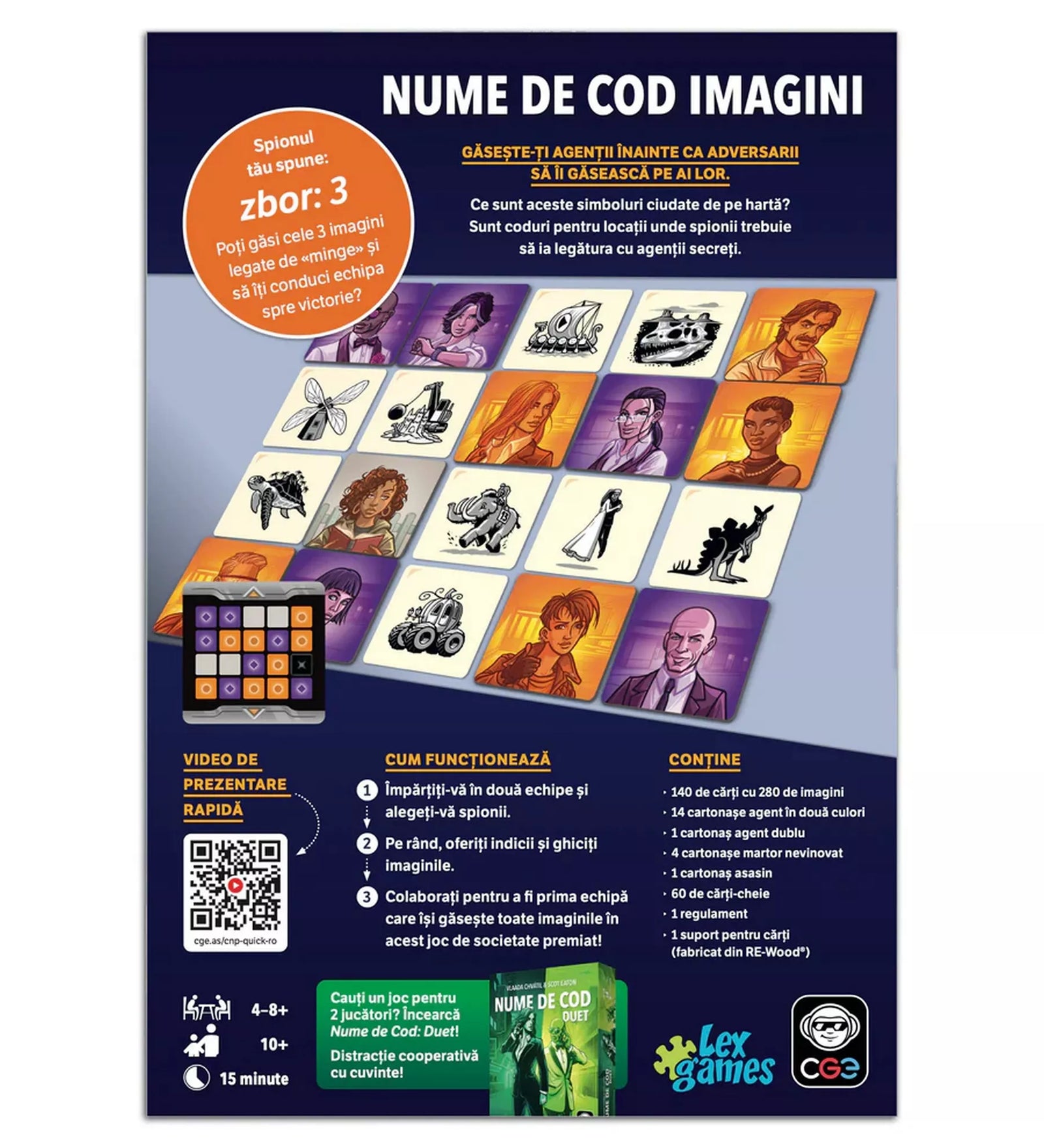 Nume de Cod – Imagini hátlap játéktábla képkártyákkal, csapatalapú asszociációs játék