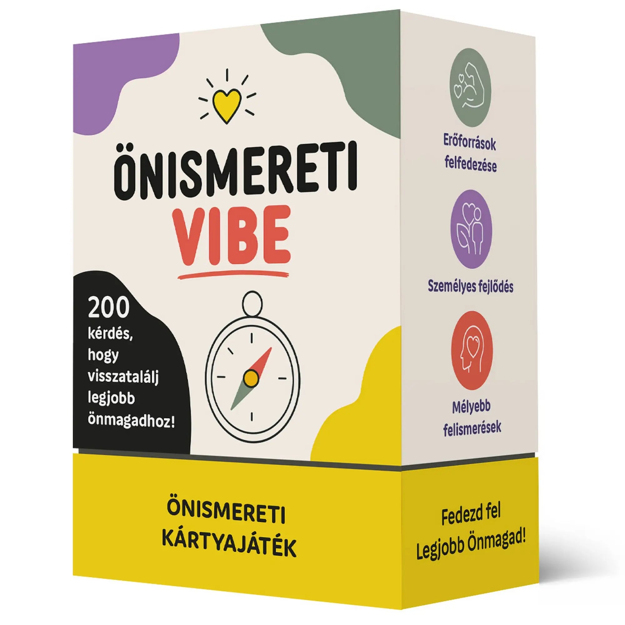 Önismereti Vibe magyar nyelvű önismereti kártyajáték doboza 200 kérdéssel