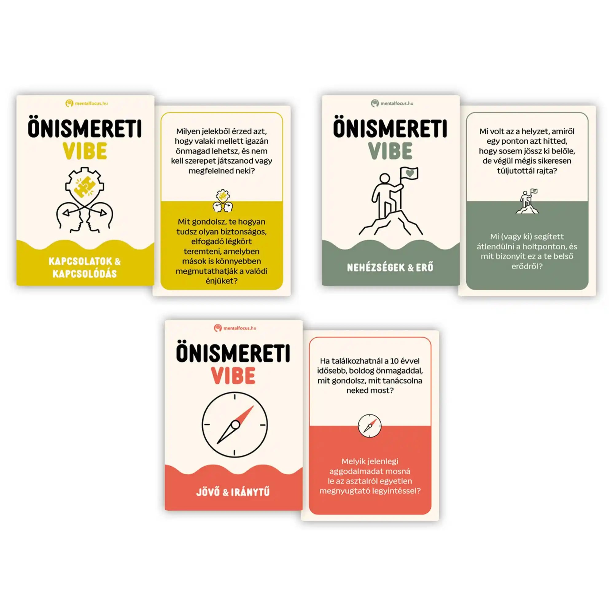 Önismereti Vibe kérdéskártyák a kapcsolatokról, belső erőről és a jövőről