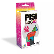 „A Pisi Logiq logikai játék doboza, színes macska alakú puzzle-elemekkel és 48 kihívást jelző ikonnal.”