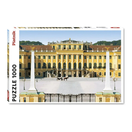 Piatnik Schönbrunn Palace 1000 darabos puzzle dobozképe, amely Bécs ikonikus Schönbrunn kastélyát ábrázolja részletgazdag, történelmi látványként.