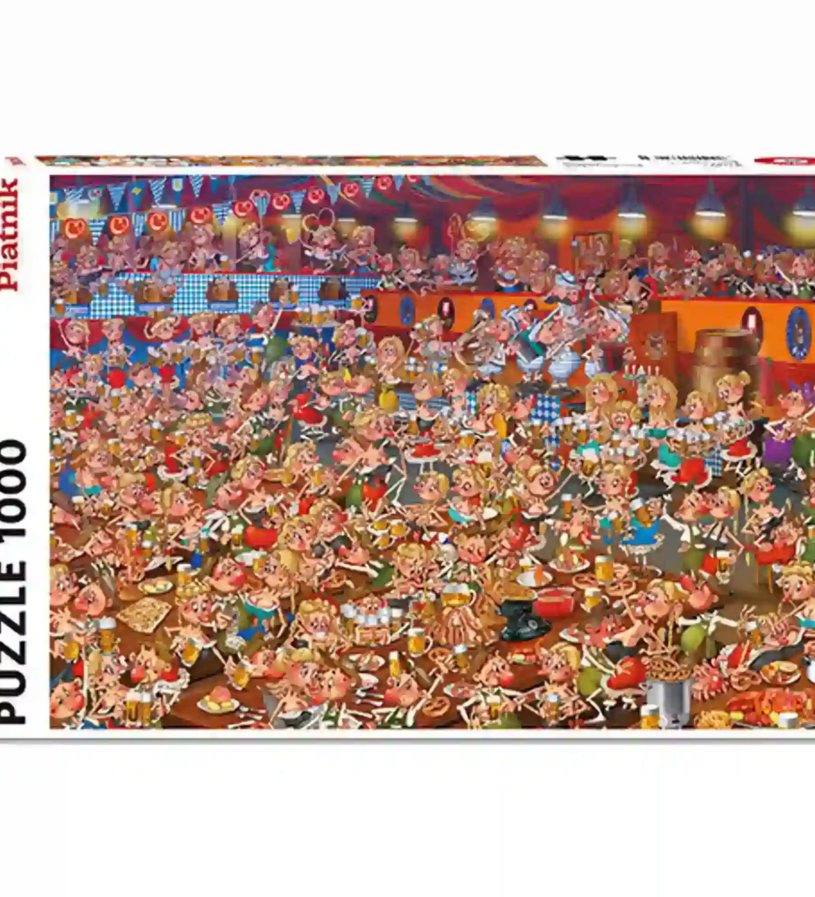 Piatnik Beer Festival Illustration - François Ruyer 1000 darabos puzzle dobozképe, humoros sörfesztivál jelenettel, sok szereplővel és részletgazdag rajzstílussal.
