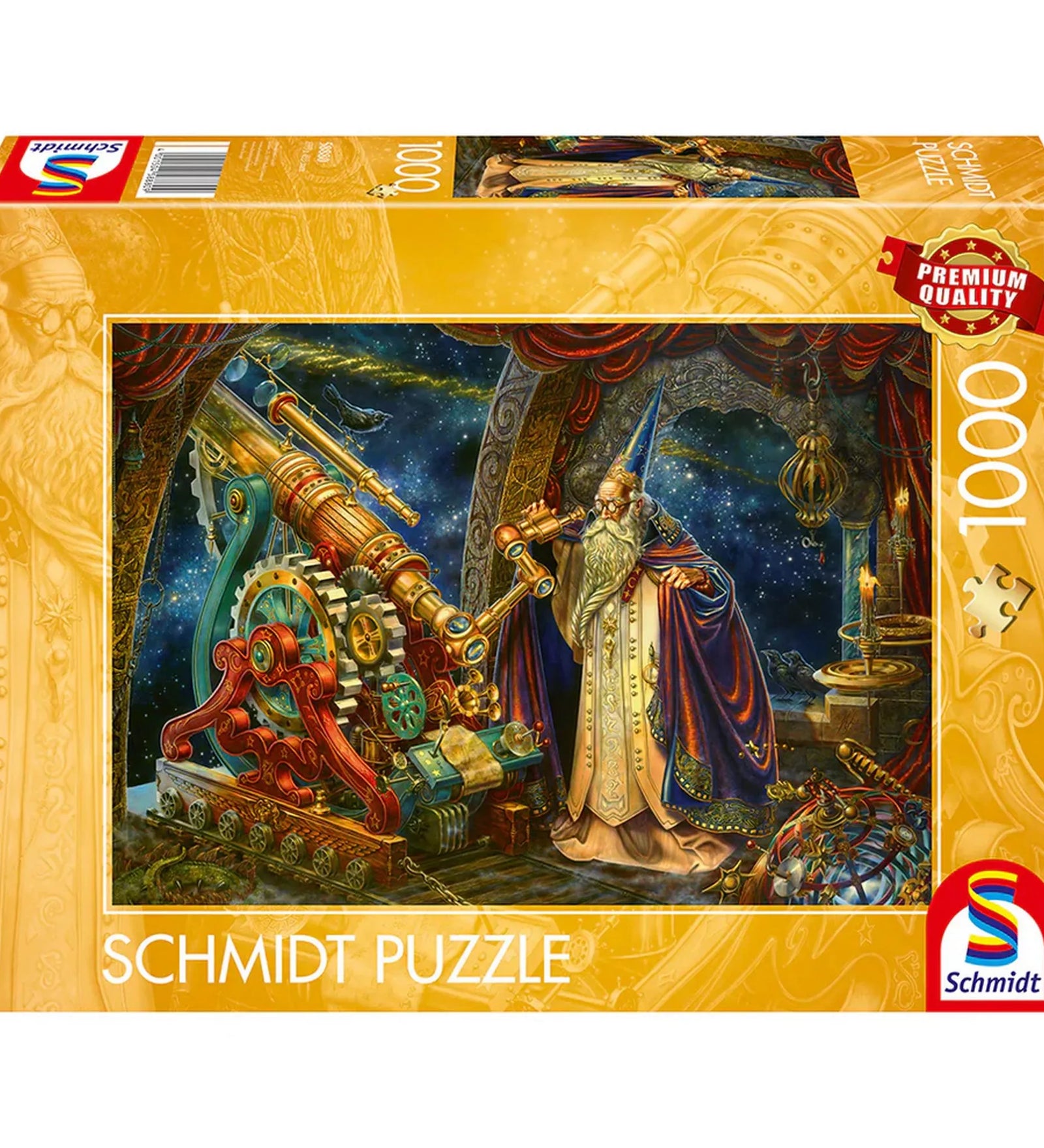 Zac Kinkade 1000 darabos Schmidt puzzle doboza, varázslót és csillagvizsgáló műszereket ábrázoló fantasy illusztrációval, prémium minőségben