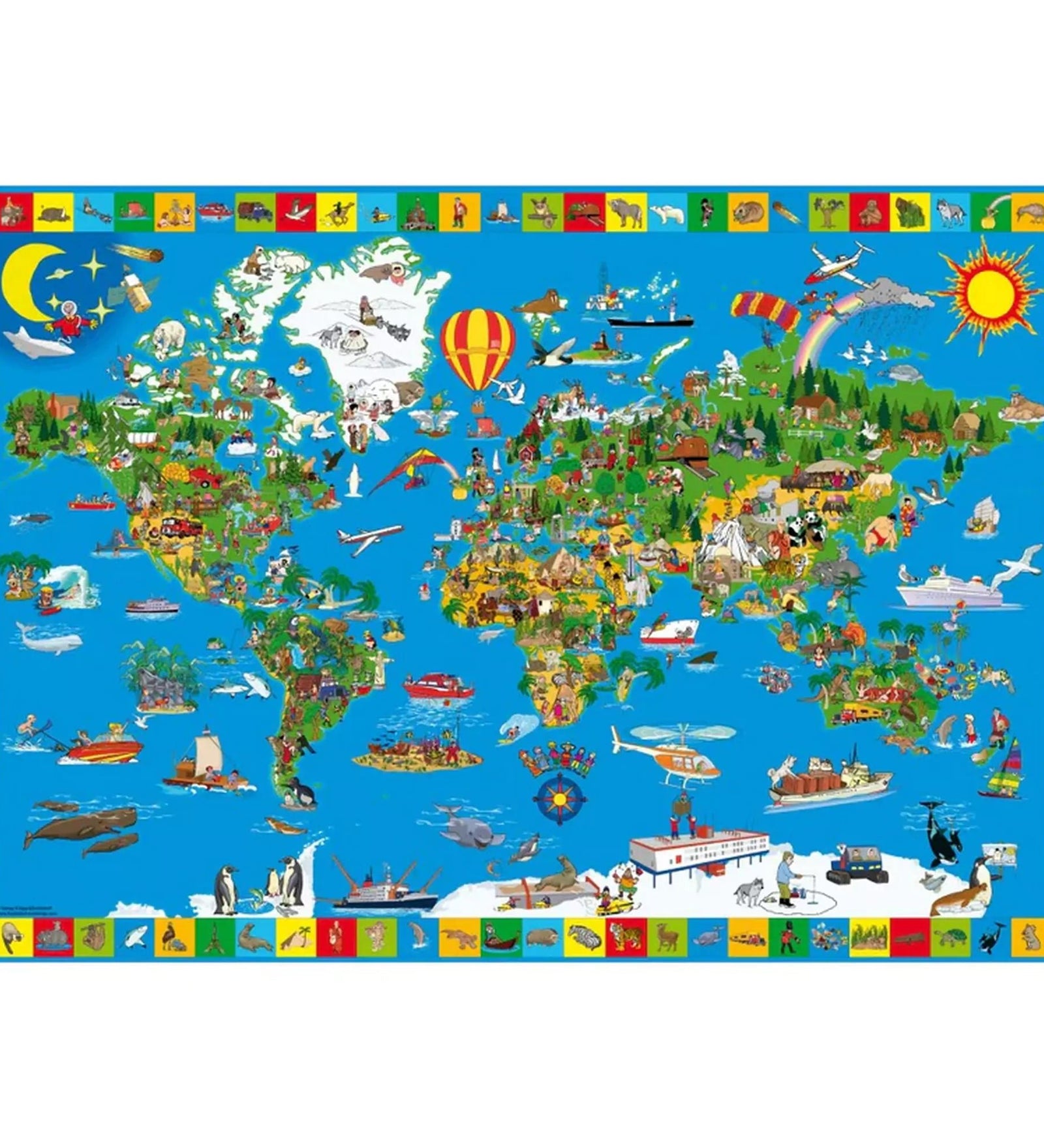  Schmidt Puzzle 200 darabos - Részletgazdag világtérkép illusztrációval, amely szórakoztató és oktató élményt nyújt a kirakósok kedvelőinek.
