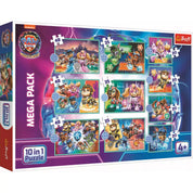 Puzzle Trefl: Paw Patrol (Mancs Őrjárat) 10 az 1-ben Hősök doboz – A játék doboza, amely 10 különböző kirakót tartalmaz a Mancs Őrjárat hőseivel.