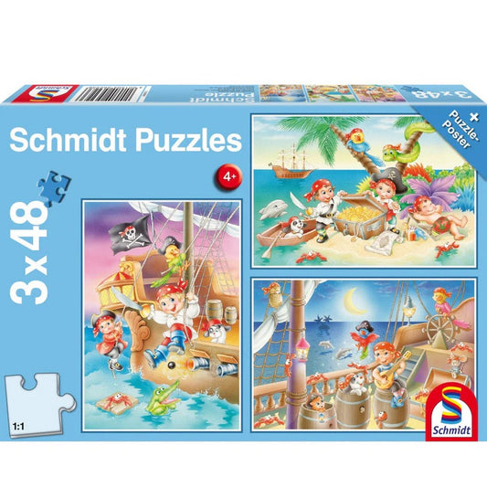 Puzzle Schmidt: Kalóz banda, 3 x 48 darabos készlet + Ajándék: poszter