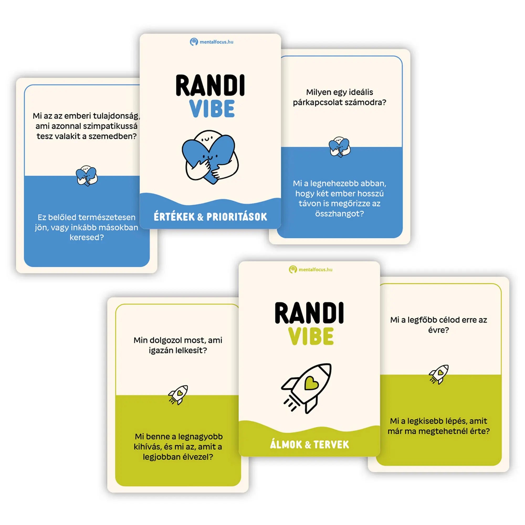 Randi Vibe mintakártyák értékekről, prioritásokról, álmokról és tervekről