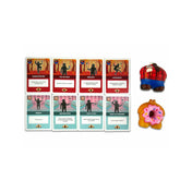 A Röppenő cicák – Macsóka és Fánkandúrkészlet tartalma: nyolc játékkártya különböző feladatokkal és a két mókás figura egymás mellett.