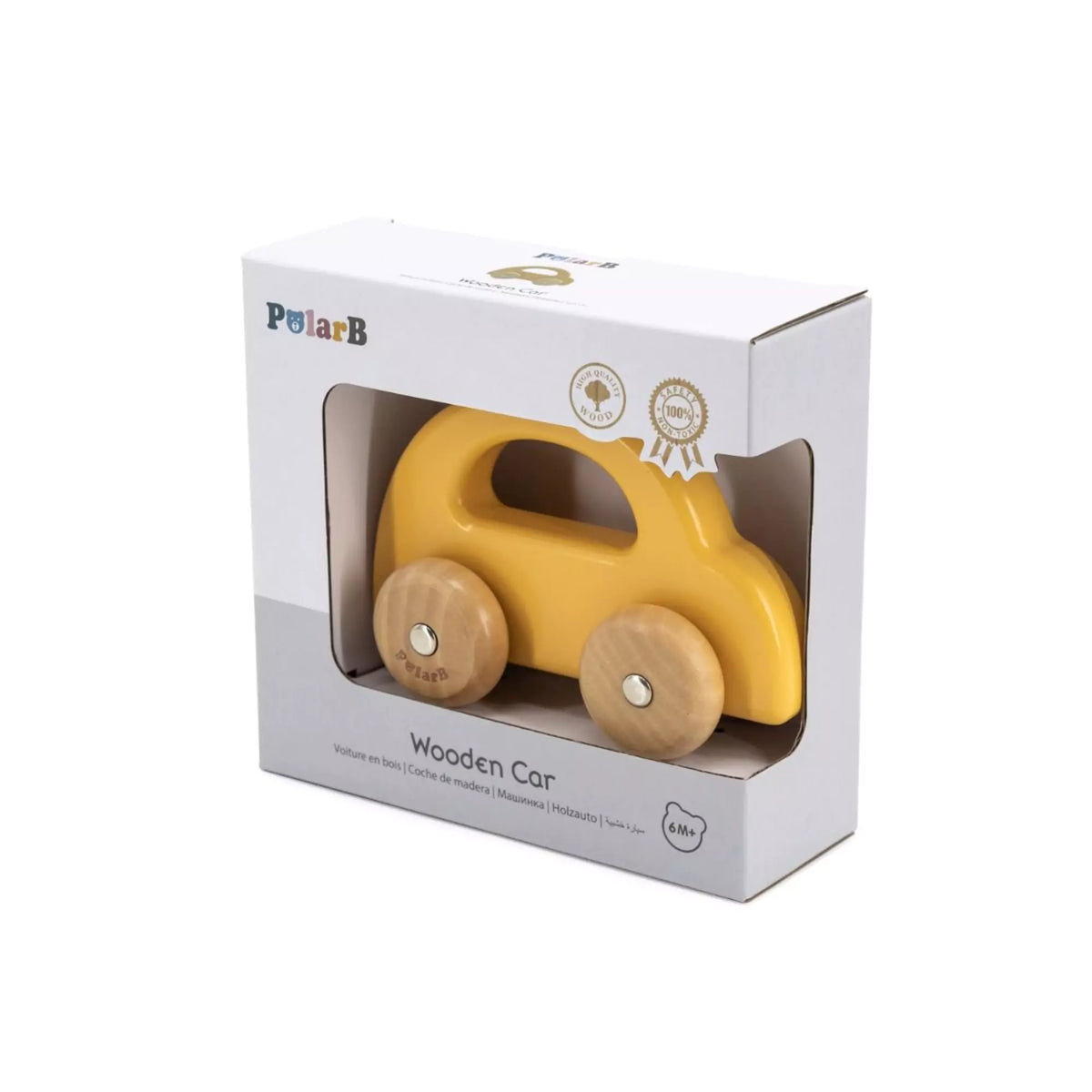 Sárga fa kisautó vintage designnal, PolarB Viga 44222