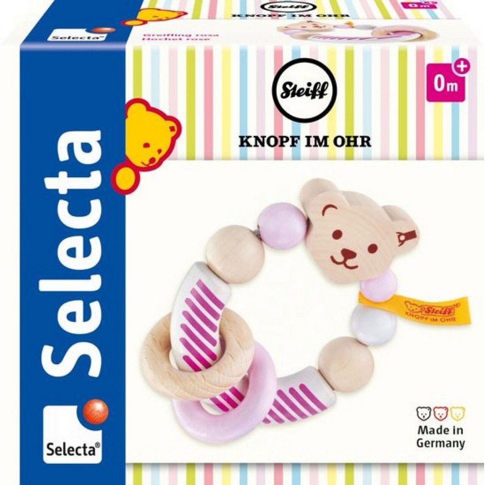 Selecta Rózsaszín mackós csörgő, Steiff