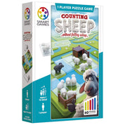 Smart Games Counting Sheep doboza, amely egy egyszemélyes logikai játék 60 kihívással, bárányos témával.