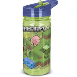 STOR Minecraft mintás kulacs beépített szívószállal és felhajtható, szivárgásmentes ivócsőrrel, 475 ml