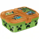 STOR Minecraft mintás, több rekeszes uzsonnásdoboz zárható fedéllel, 18 × 15 × 6,5 cm