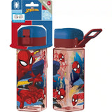 STOR Sticlă de apă Spider-Man pătrată, cu capac blocabil anti-scurgere și sistem de agățare, 550 ml