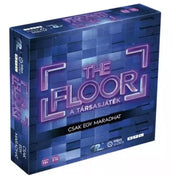The Floor – Csak egy maradhat társasjáték doboza döntött nézetben, kék és lila neon stílusú borítóval, középen a játék logójával.”