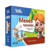 A Tolki Mesés tanulás szett színes doboza, rajta az interaktív toll és a foglalkoztató könyv illusztrációja.