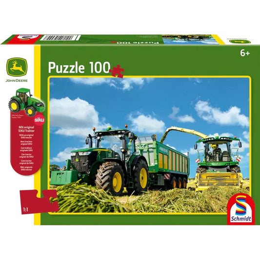 Schmidt Puzzle: John Deere - 7310R Traktor és 8600i Arató-kombájn 100 darabos puzzle