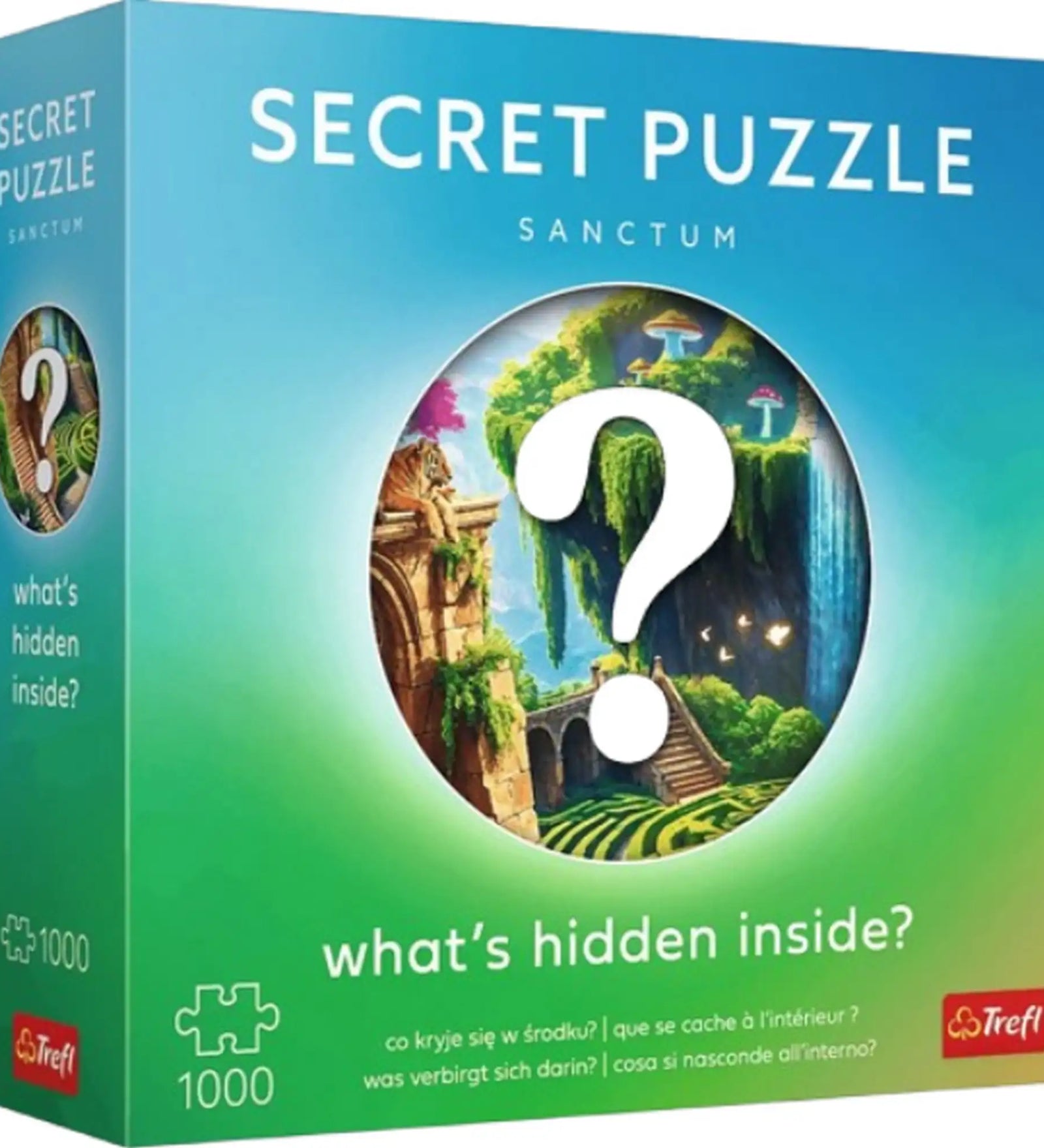 Trefl Secret Puzzle Sanctum 1000 darabos puzzle doboza, titokzatos meglepetés képpel, prémium minőségű kirakó felnőtteknek és családoknak.