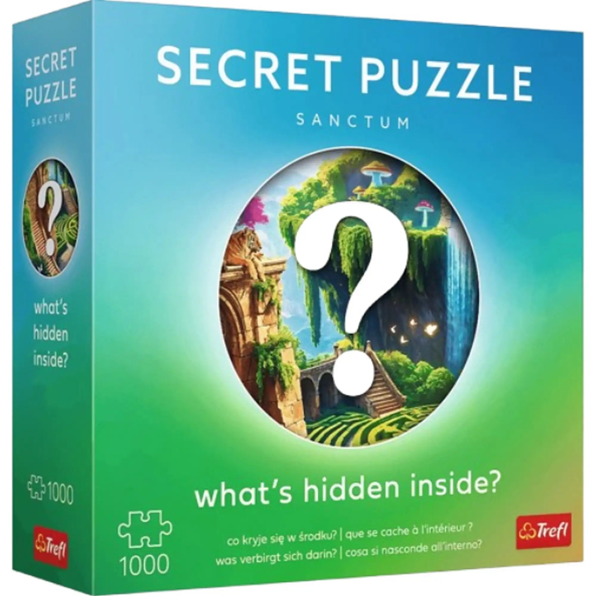 Trefl Secret Puzzle Sanctum 1000 darabos puzzle doboza, titokzatos meglepetés képpel, prémium minőségű kirakó felnőtteknek és családoknak.