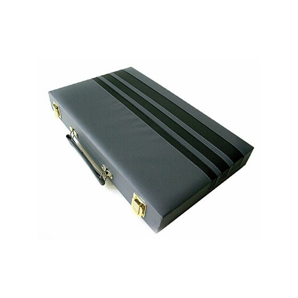 Backgammon - szürke műbőr koffer (38cm) - 604165