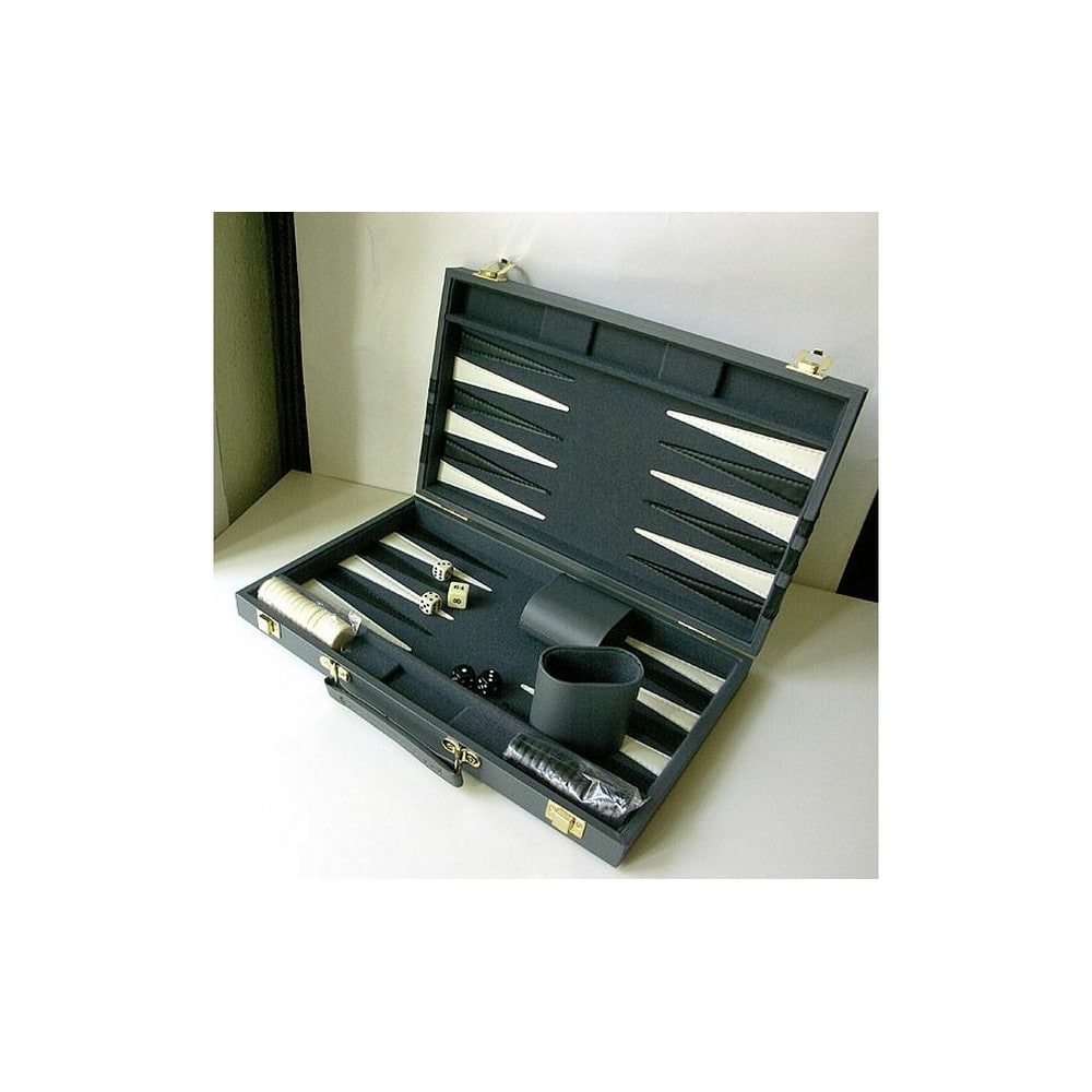 Backgammon - szürke műbőr koffer (38cm) - 604165
