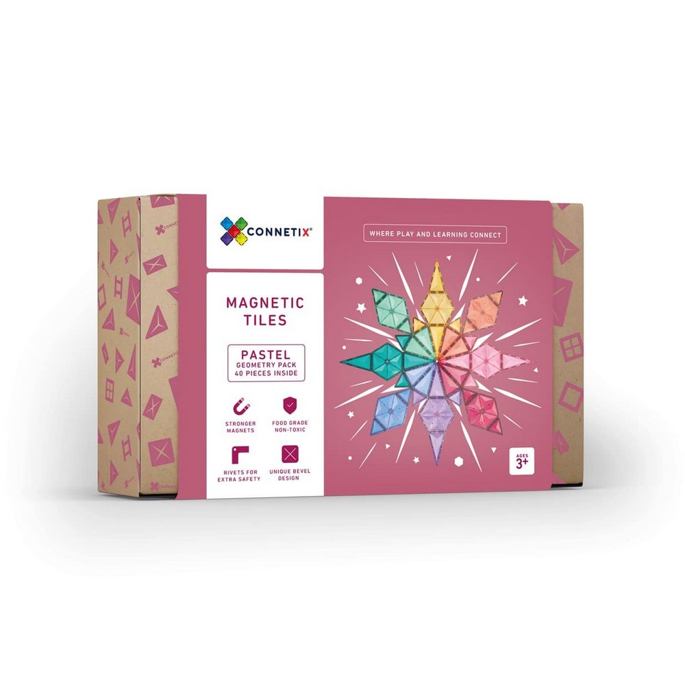 Connetix Magnetic Tiles, Pastel Geometry Pack 40 darabos