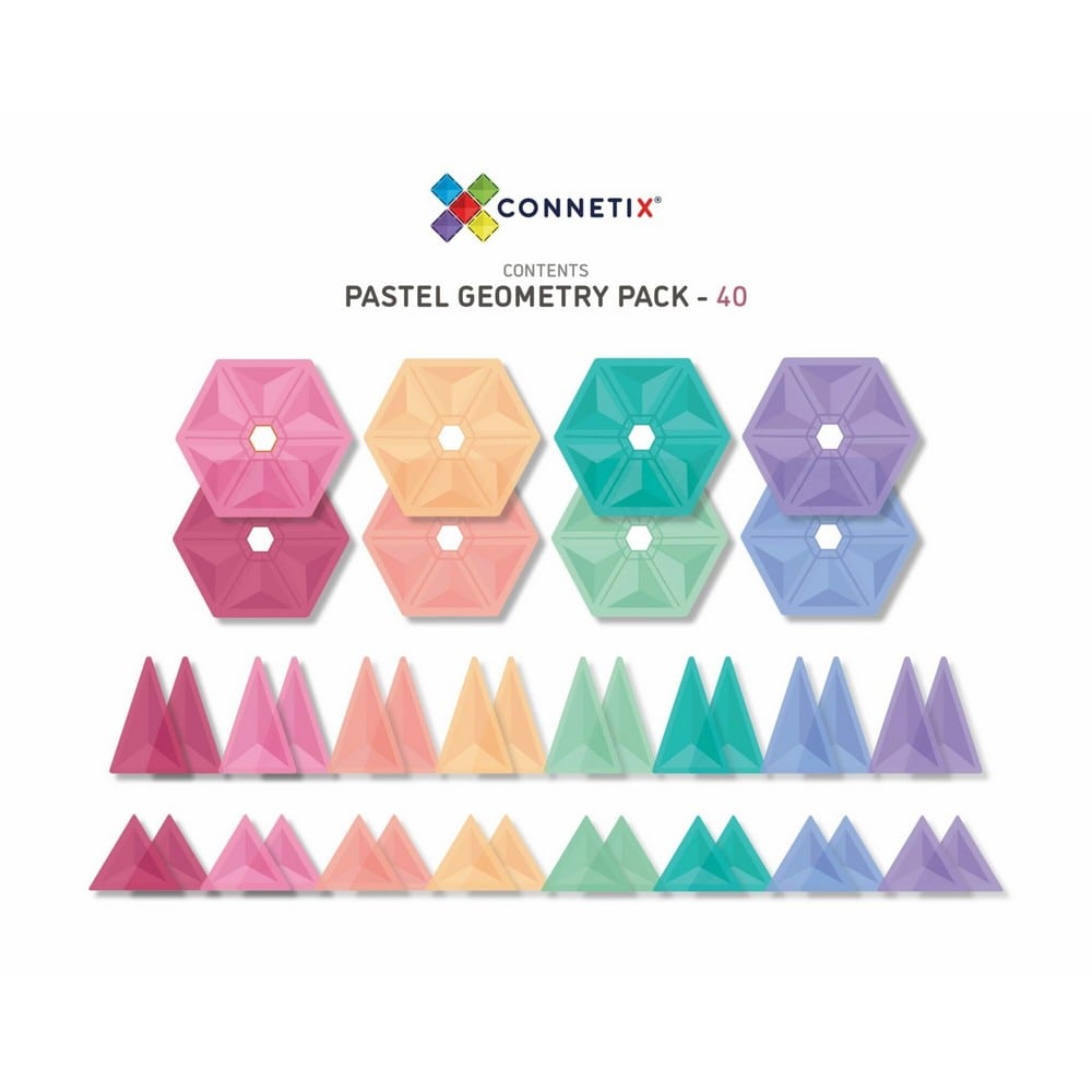 Connetix Magnetic Tiles, Pastel Geometry Pack 40 darabos