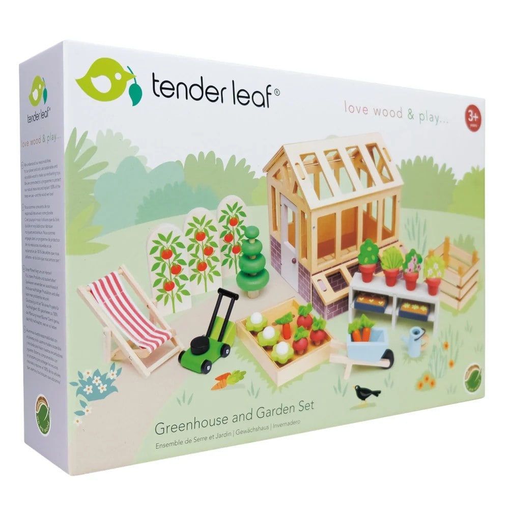 Melegház és kertész készlet prémium minőségű fából - Tender Leaf Toys