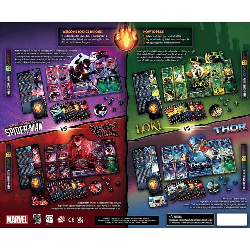 Marvel Dice Throne: Skarlát Boszorkány v. Thor v. Loki v. Pókember angol nyelvű társasjáték