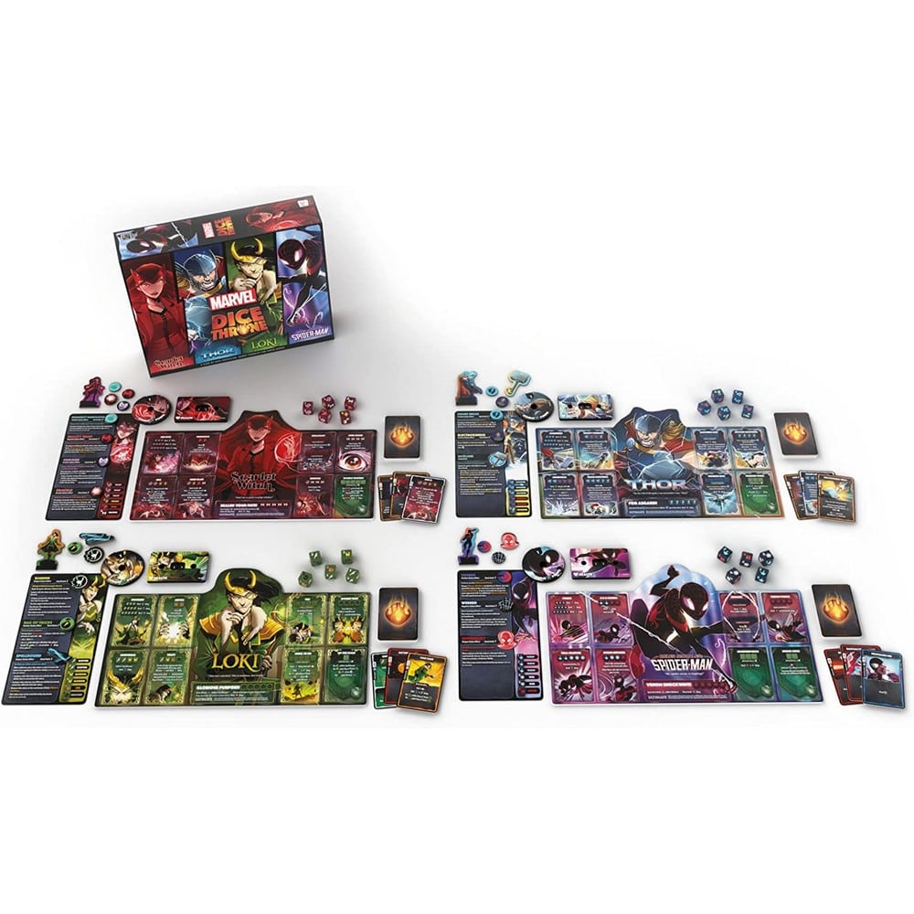 Marvel Dice Throne: Skarlát Boszorkány v. Thor v. Loki v. Pókember angol nyelvű társasjáték