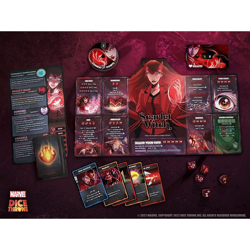 Marvel Dice Throne: Skarlát Boszorkány v. Thor v. Loki v. Pókember angol nyelvű társasjáték