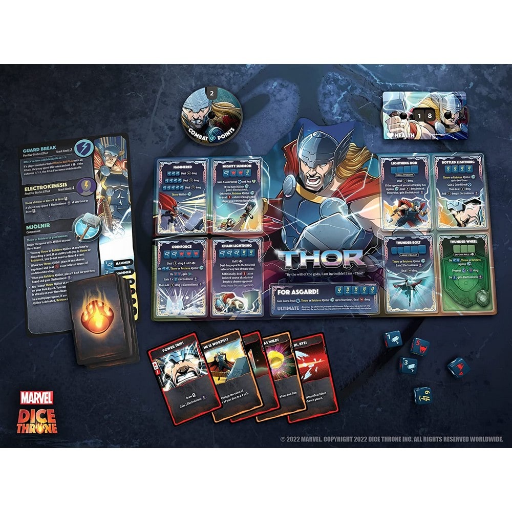 Marvel Dice Throne: Skarlát Boszorkány v. Thor v. Loki v. Pókember angol nyelvű társasjáték