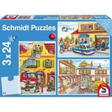Schmidt puzzle: Tűzoltó és rendőr, 3 x 24 darabos készlet + Ajándék: plakát