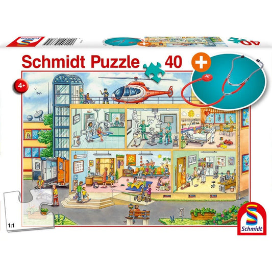 Schmidt puzzle: Gyermekkórházban, 40 db + Ajándék: Sztetoszkóp