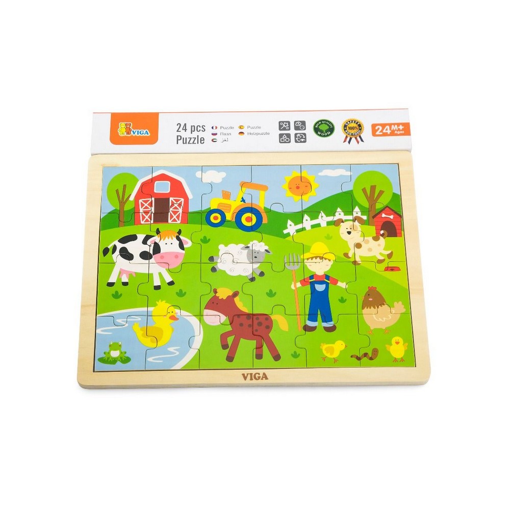 Farm állatai 24 darabos Fa puzzle, Viga