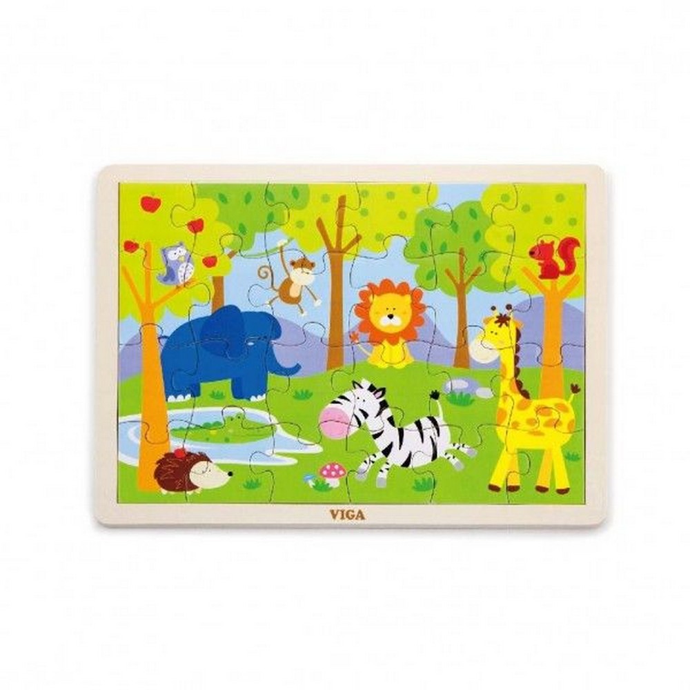 Szafari Állatok 24 darabos Fa puzzle, Viga