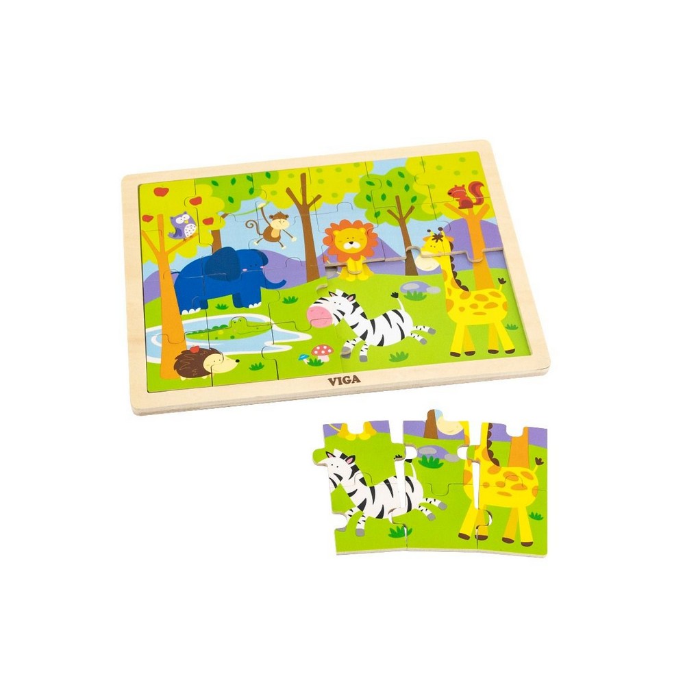 Szafari Állatok 24 darabos Fa puzzle, Viga