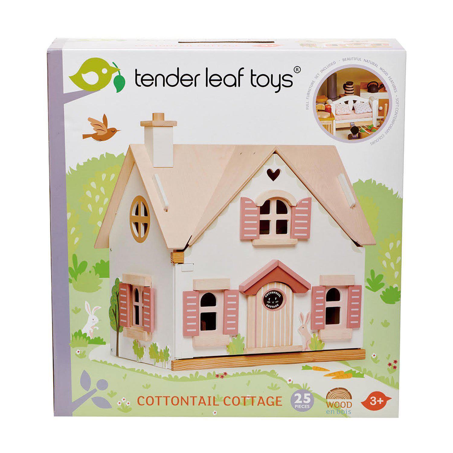 Cottontail Cottage babaház, prémium minőségű fából - 13 komponens, retró stílusú bútor - Tender Leaf Toys-Tender Leaf Toys-1-Játszma.ro - A maradandó élmények boltja