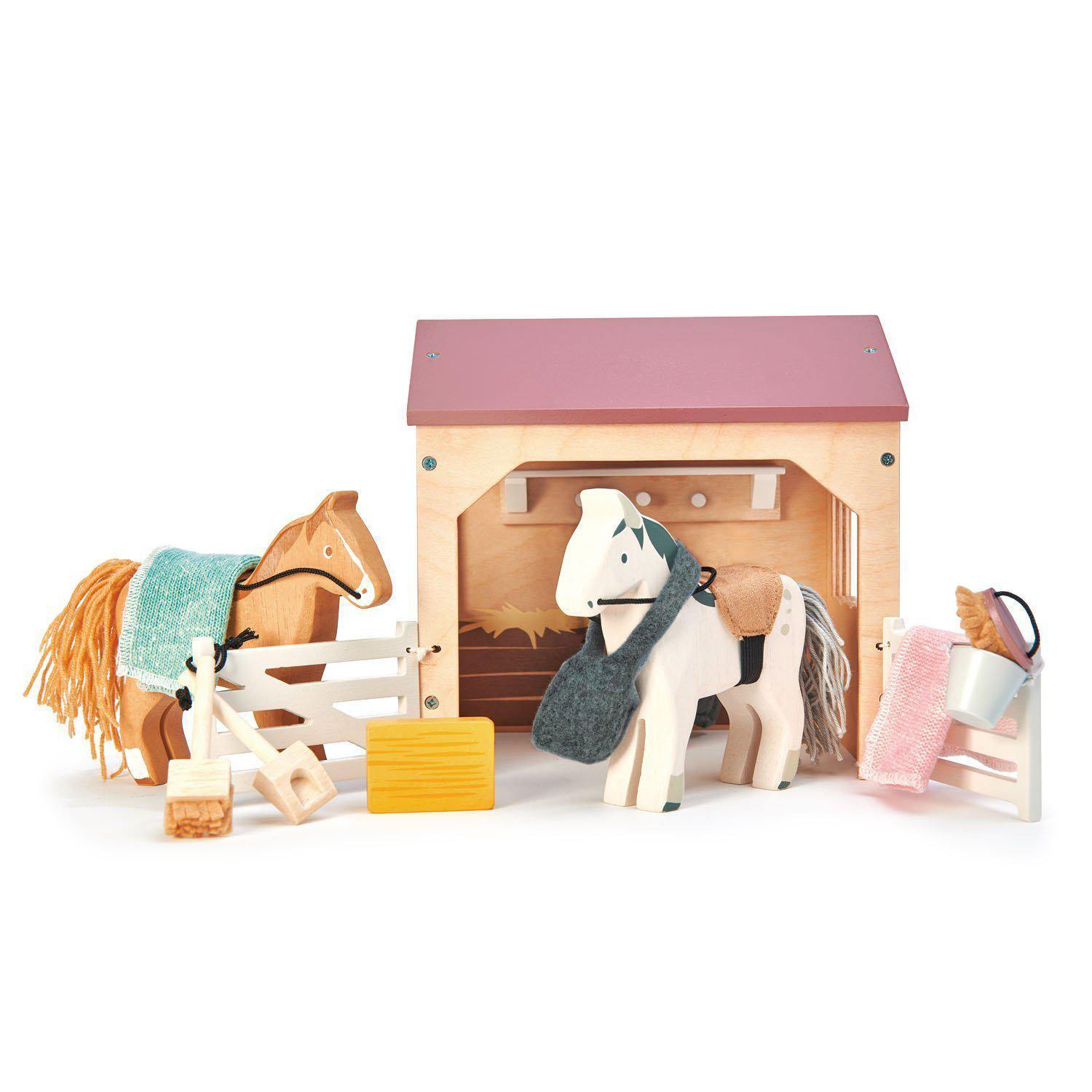 Istálló lovakkal, prémium minőségű fából - 13 darab - Tender Leaf Toys-Tender Leaf Toys-2-Játszma.ro - A maradandó élmények boltja