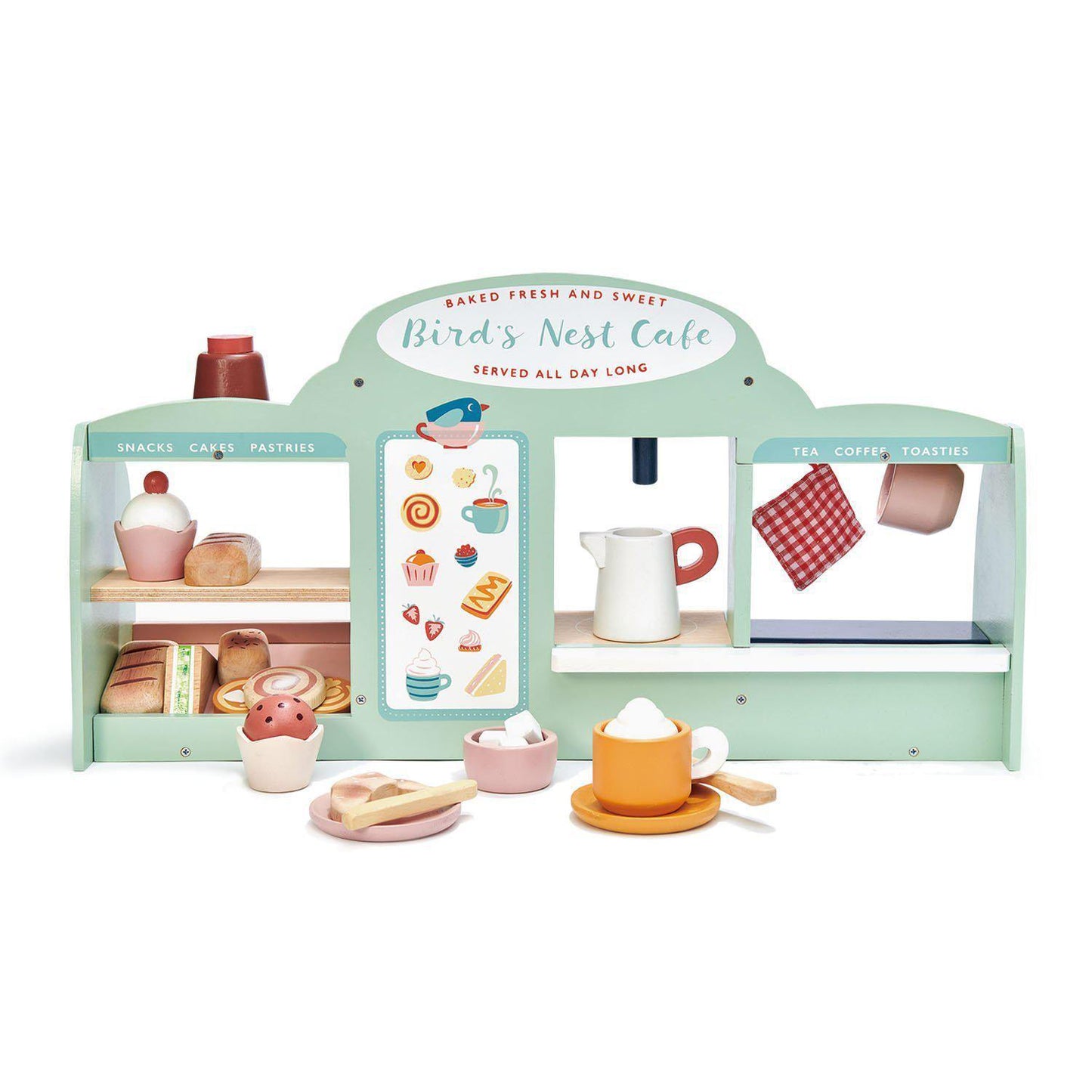 Madárfészek kávézó, prémium minőségű fából - Mini Chef Bird's Nest Café - 43 darab, kellékek és kidolgozott tapaszok - Tender Leaf Toys-Tender Leaf Toys-1-Játszma.ro - A maradandó élmények boltja