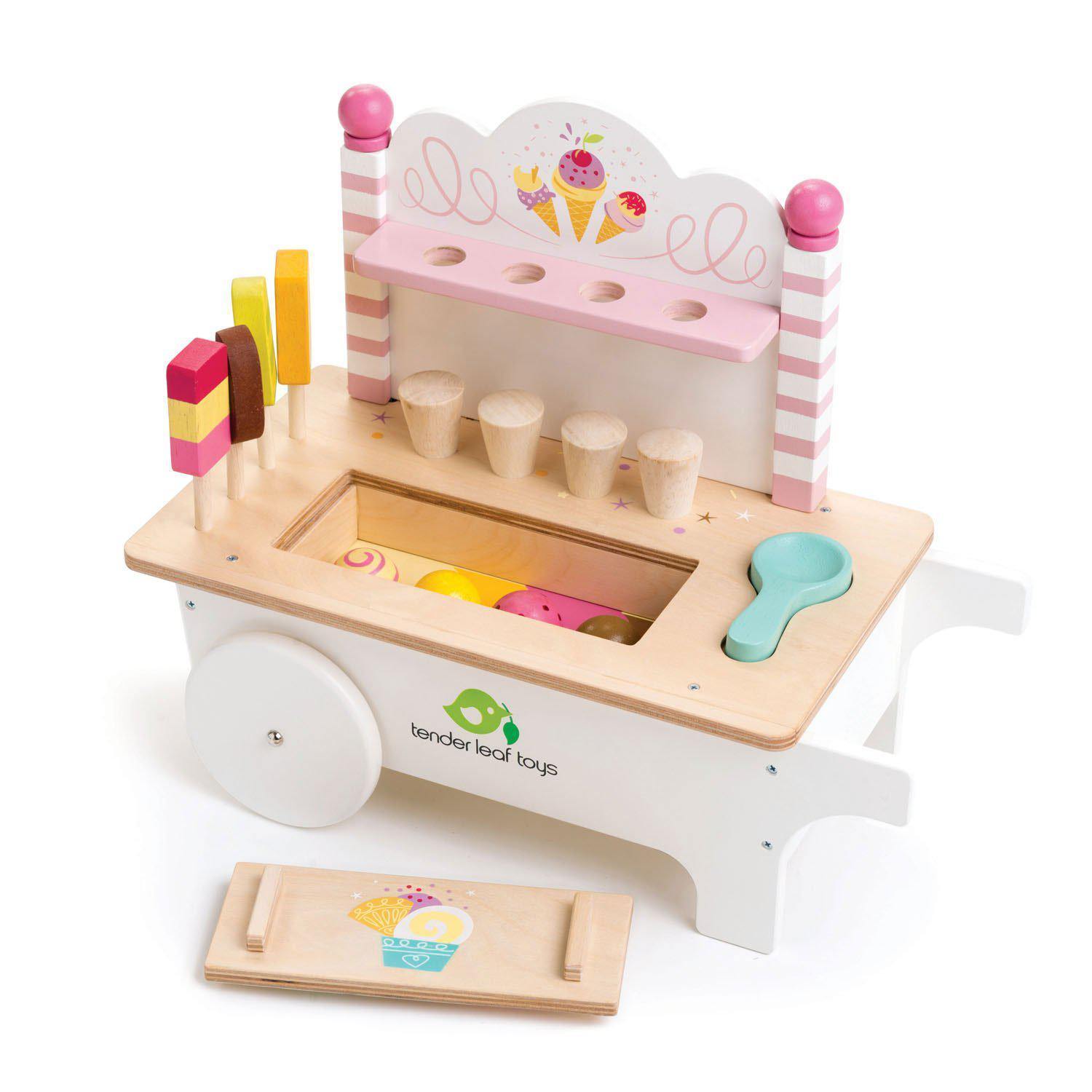 Fagyiskocsi, prémium minőségű fából - Ice Cream Cart- 15 darab - Tender Leaf Toys-Tender Leaf Toys-2-Játszma.ro - A maradandó élmények boltja