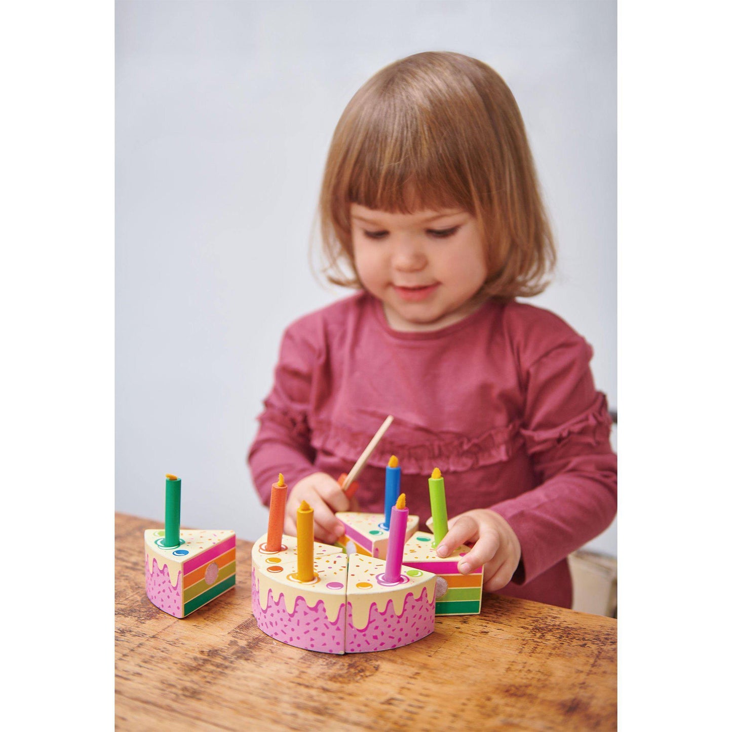 Szivárvány szülinapi torta, prémium minőségű fából- Rainbow Birthday Cake - 14 darab - Tender Leaf Toys-Tender Leaf Toys-4-Játszma.ro - A maradandó élmények boltja