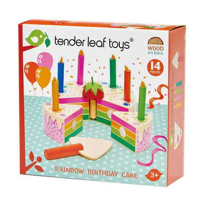Szivárvány szülinapi torta, prémium minőségű fából- Rainbow Birthday Cake - 14 darab - Tender Leaf Toys-Tender Leaf Toys-1-Játszma.ro - A maradandó élmények boltja