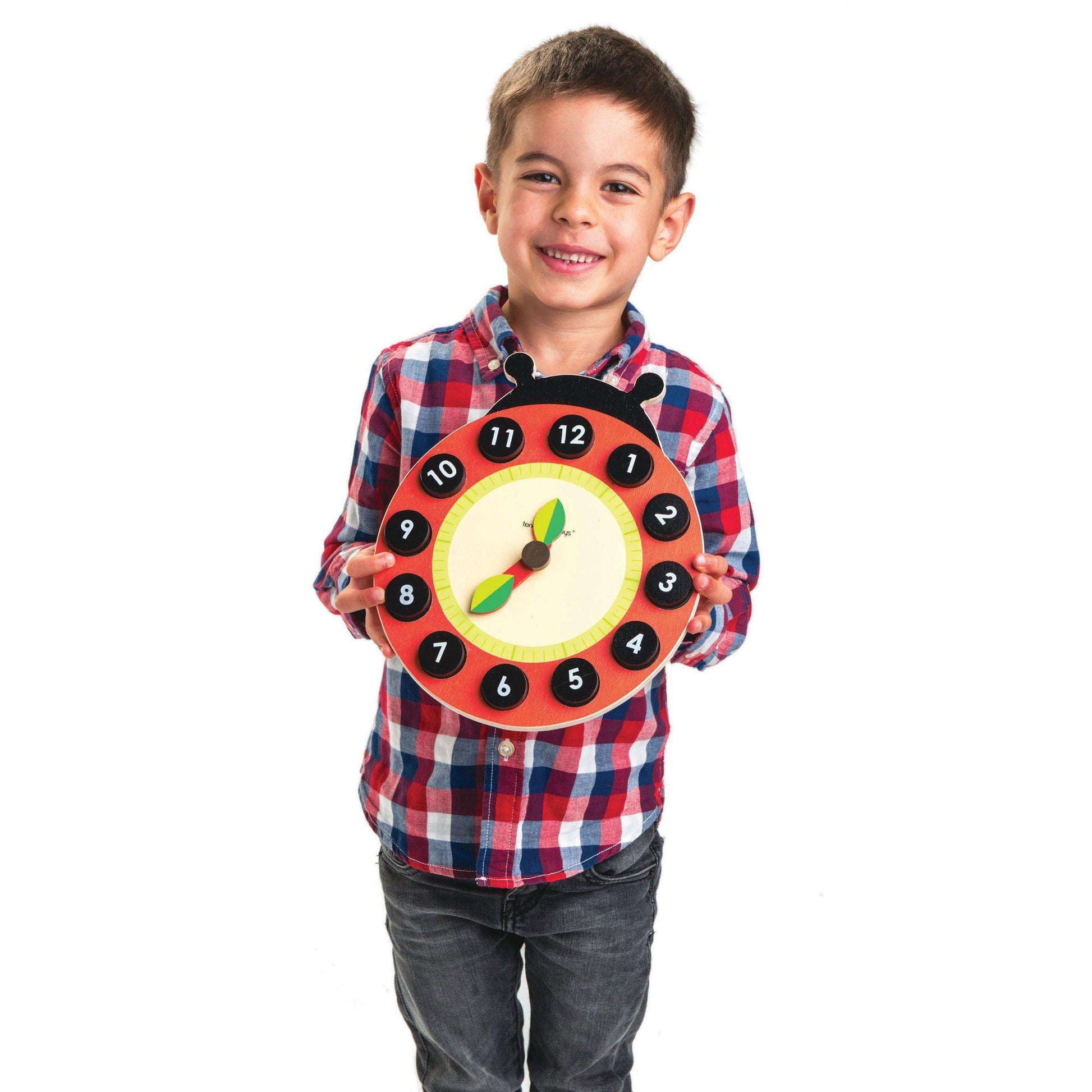 Oktató katicabogár óra, prémium minőségű fából - Ladybug Teaching Clock - Tender Leaf Toys-Tender Leaf Toys-3-Játszma.ro - A maradandó élmények boltja